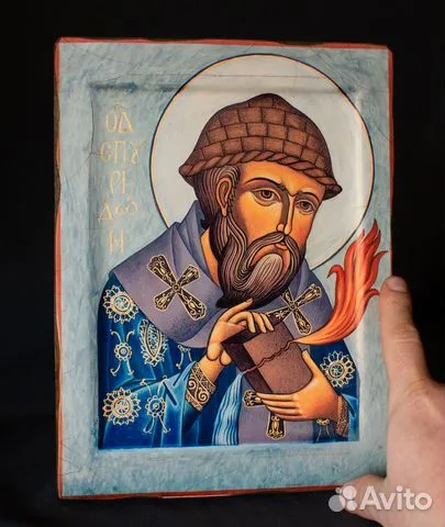 Подарочная икона Спиридона Тримифунтского. Дерево