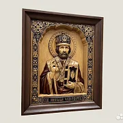 Святой Николай Чудотворец резная икона из бука — красивый подарок — фотография 2