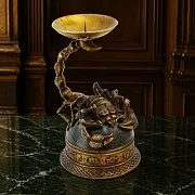 Подсвечник «Скорпион» из бронзы и змеевика — оригинальный подарок — фотография 1