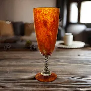 Подарочный бокал для шампанского из камня (янтарь) — фотография 1