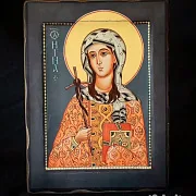 На память: Икона деревянная " Святая Нина" — фотография 1