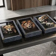 Нарды под стеклом «Лев» — красивый подарок — фотография 1