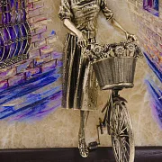 Ключница «Велосипедистка» с бронзой, росписью и подсветкой — красивый подарок — фотография 4