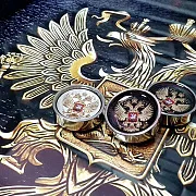Стальные фишки для нард «Герб России» — оригинальный подарок — фотография 1