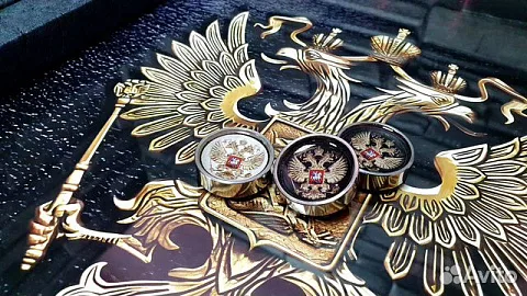 Стальные фишки для нард «Герб России» — оригинальный подарок