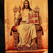 Авторская икона "Вседержитель на троне" — оригинальный подарок — фотография 5