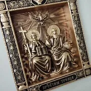 Резная икона Пресвятая Троица (Новозаветная) — красивый подарок — фотография 6