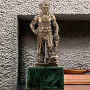Бронзовая статуэтка «Шахтёр с отбойным молотком» на подставке — оригинальный подарок — фотография 1