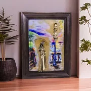 На память: Картина «Девушка с зонтом. Набережная. Парусники» на ониксе — фотография 1
