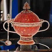 Подарочная сахарница декоративная из янтаря с ложечкой — фотография 1