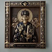 Подарочная резная Икона из дерева. Святой Николай Чудотворец — фотография 1