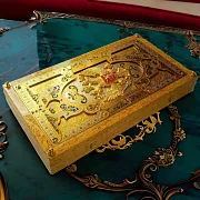 Деревянные нарды «Герб РФ» с позолоченной златоустовской гравюрой — необычный подарок — фотография 1