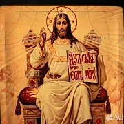 Авторская икона "Вседержитель на троне" — оригинальный подарок — фотография 4