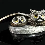 Скульптура «Сова с совенком» из кальцита — красивый подарок — фотография 3
