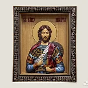 Икона резная из дерева Святой Никита — оригинальный подарок — фотография 1