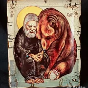 Подарочная икона " Серафим Саровский" Старение — фотография 4