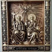 Резная икона Пресвятая Троица (Новозаветная) — красивый подарок — фотография 8
