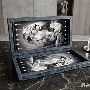 Нарды под стеклом «Царь зверей» — оригинальный подарок — фотография 4
