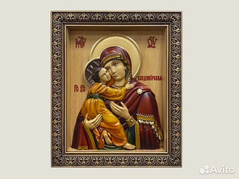 Владимирская икона Божией Матери резная из дерева — оригинальный подарок