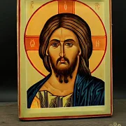 На память: Икона "Христос Вседержитель" дерево, ручная работа — фотография 3